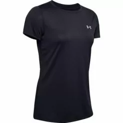 Under Armour Tech Crew Shirt Women's -Hot Sale Clothing Store 101151 BLKMETALLIC SILVER m