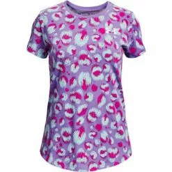 Under Armour Fierce Instinct Print Short Sleeve T-Shirt Girls' -Hot Sale Clothing Store 101167 PLNT PRPLMTR PKWHT m