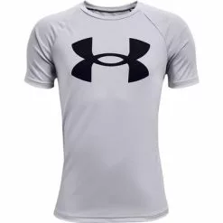 Under Armour Tech Big Logo Short Sleeve Shirt Boys' -Hot Sale Clothing Store 101196 MOD GRAY LIGHT HBLK m