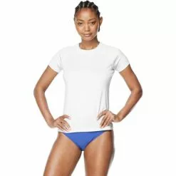 Speedo Short-Sleeve Swim Tee Women's -Hot Sale Clothing Store 101715 WHITE m