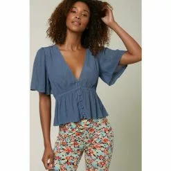 ONeill O'Neill Wes Solid Top Women's -Hot Sale Clothing Store 103055 CHINA BLUE m