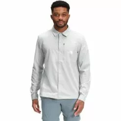 The North Face First Trail UPF Long Sleeve Button Up Shirt Men's -Hot Sale Clothing Store 105524 TIN GREY m