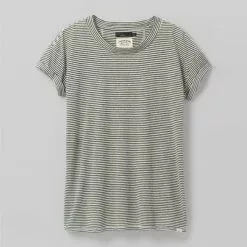 Prana Cozy Up T-Shirt Women's -Hot Sale Clothing Store 106424 KALE HEATHER STRIPE m