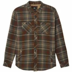 ONeill O'Neill Redmond Sherpa Lined Flannel Shirt Men's -Hot Sale Clothing Store 108169 BROWN m