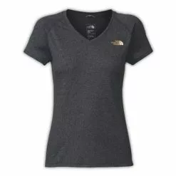 The North Face Short Sleeve Reaxion Amp V-Neck Tee Women`s -Hot Sale Clothing Store 2844 TNFDRKGRYHTHRGLDFL m