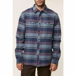 ONeill O`Neill Ridgemont Flannel Shirt Men's -Hot Sale Clothing Store 37321 DEEP BLUE m