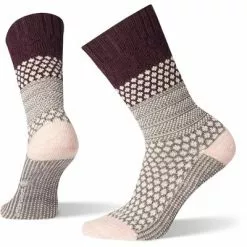 Smartwool Everyday Popcorn Cable Full Cushion Crew Socks Women's -Hot Sale Clothing Store 46432 BORDEAUX m