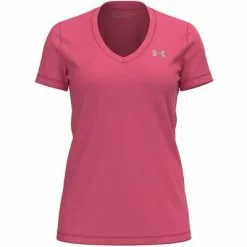 Under Armour Tech Twist V-Neck Shirt Women's -Hot Sale Clothing Store 8373 CRSPNKLMNDMTLCSLVR m