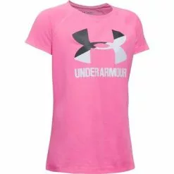 Under Armour Solid Big Logo Short Sleeve Tee Girls' -Hot Sale Clothing Store 8437 PK PUNKSTLTH GRYWT m