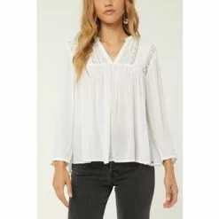 ONeill O'Neill Mara Long Sleeve Woven Top Women's -Hot Sale Clothing Store 89791 WHITE m