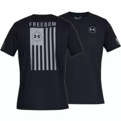 Under Armour Freedom Flag Crew T-Shirt Men's -Hot Sale Clothing Store 90103 BLACKSTEEL m