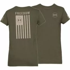 Under Armour Freedom Flag Short Sleeve Crew T-Shirt Women's -Hot Sale Clothing Store 90106 MRN ODGRNDESERT SND m