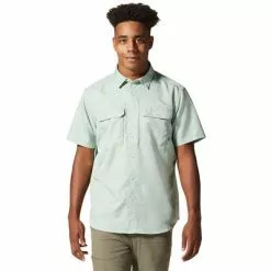Mountain Hardwear Canyon Short Sleeve Button Up Shirt Men's -Hot Sale Clothing Store 90334 GLACIAL MINT m