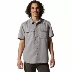 Mountain Hardwear Canyon Short Sleeve Button Up Shirt Men's -Hot Sale Clothing Store 90334 MANTA GREY m