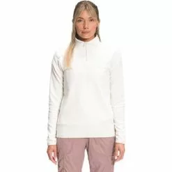 The North Face TKA Glacier Quarter Zip Fleece Top Women's -Hot Sale Clothing Store 91455 GARDENIA WHITE m
