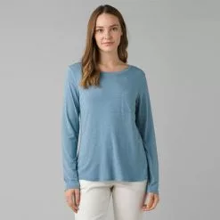 Prana Foundation Long Sleeve Crew Neck Top Women's 7 Prana Foundation Long Sleeve Crew Neck Top Women's -Hot Sale Clothing Store 91660 SEA MIST HEATHER m