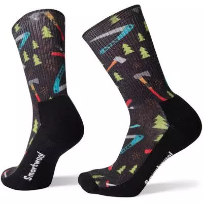 Smartwool Hike Light Sharpe Things Print Crew Socks Men's 1 Smartwool Hike Light Sharpe Things Print Crew Socks Men's