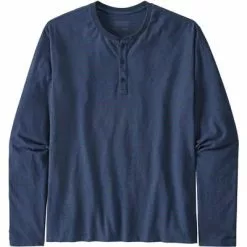 Patagonia Organic Cotton Lightweight Long Sleeve Henley Pullover Men's -Hot Sale Clothing Store 95007 WAVY DOBBYSTONE BLU m