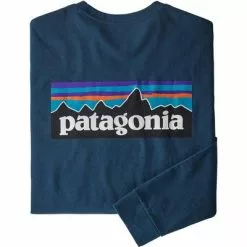 Patagonia Long-Sleeve P-6 Logo Responsibili-Tee Men's -Hot Sale Clothing Store 95140 CRATER BLUE m