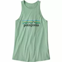 Patagonia Pastel P-6 Logo Organic High Neck Tank Women's -Hot Sale Clothing Store 95150 GYPSUM GREEN m