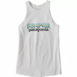 Patagonia Pastel P-6 Logo Organic High Neck Tank Women's -Hot Sale Clothing Store 95150 WHITE m