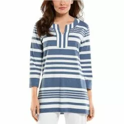 Coolibar St. Lucia Tunic Top UPF 50Plus Women's -Hot Sale Clothing Store 95429 PACIFIC BLU MDRNSTRP m