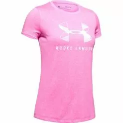 Under Armour Big Logo Graphic Twist Short Sleeve Crew T-Shirt Girls' -Hot Sale Clothing Store 95614 PK CRAZE MED HTHRWH m