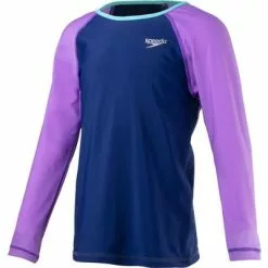 Speedo Long Sleeve Colorblock Rash Guard Girls' -Hot Sale Clothing Store 95669 SWEET TARO m