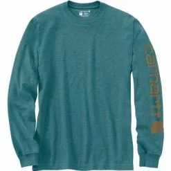 Carhartt Loose Fit Heavyweight Long-Sleeve Logo Sleeve Graphic T-Shirt Men's -Hot Sale Clothing Store 96117 BLUE SPRUCE HEATHER m