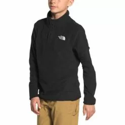 The North Face Glacier 1/4 Snap Pullover Fleece Top Kids' -Hot Sale Clothing Store 96746 TNF BLACK m